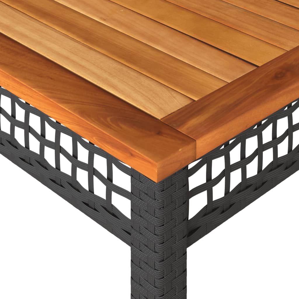 vidaXL Tuintafel 40x40x42 cm poly rattan en acaciahout zwart