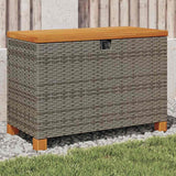 vidaXL Garden storage box 80x40x48 cm poly rattan and acacia wood black