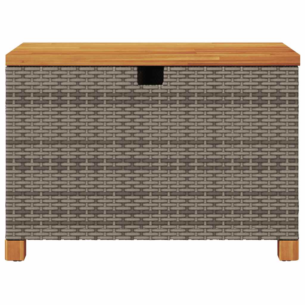 vidaXL Garden storage box 80x40x48 cm poly rattan and acacia wood black