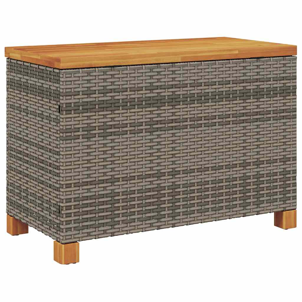 vidaXL Garden storage box 80x40x48 cm poly rattan and acacia wood black