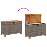 vidaXL Garden storage box 80x40x48 cm poly rattan and acacia wood black