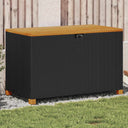vidaXL Garden storage box 80x40x48 cm poly rattan and acacia wood black