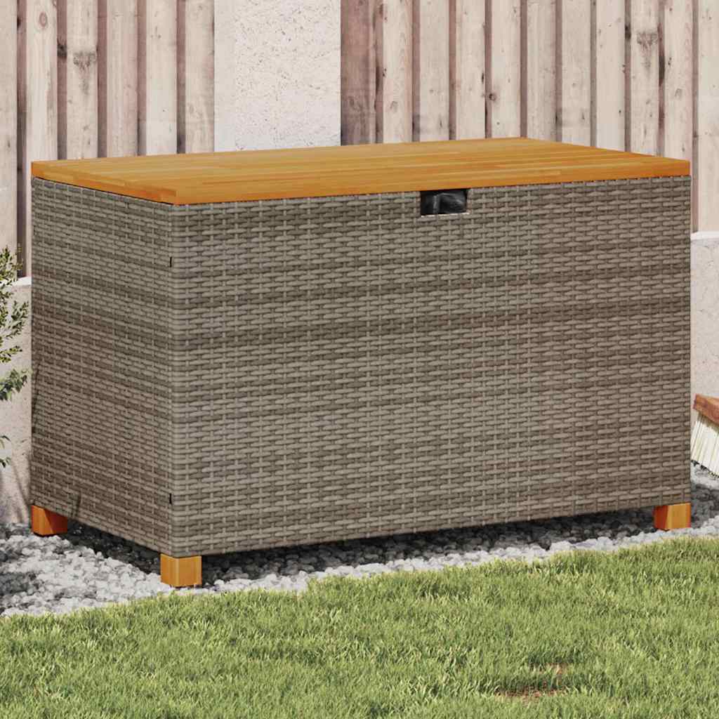 vidaXL Garden storage box 80x40x48 cm poly rattan and acacia wood black
