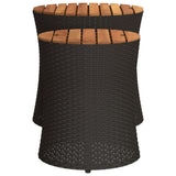 vidaXL Tuinbijzettafels 2 st met houten blad poly rattan zwart