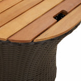 vidaXL Tuinbijzettafels 2 st met houten blad poly rattan zwart