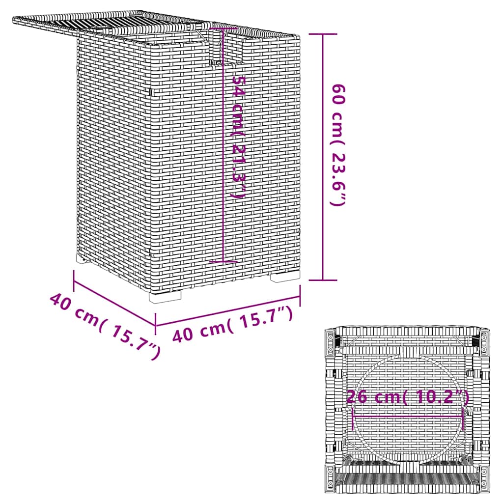 vidaXL Afdekkast voor propaangasfles 40x40x60 cm Poly Rattan zwart