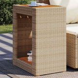 vidaXL Tuinbijzettafel met houten blad 60x40x75 cm poly rattan zwart