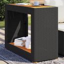 vidaXL Tuinbijzettafel met houten blad 60x40x75 cm poly rattan zwart