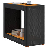 vidaXL Tuinbijzettafel met houten blad 60x40x75 cm poly rattan zwart