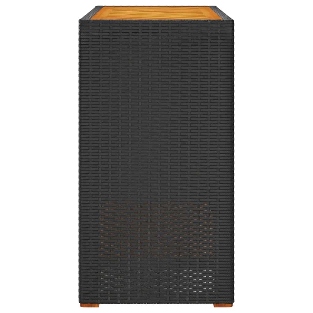 vidaXL Tuinbijzettafel met houten blad 60x40x75 cm poly rattan zwart