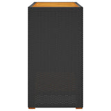 vidaXL Tuinbijzettafel met houten blad 60x40x75 cm poly rattan zwart