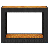 vidaXL Tuinbijzettafel met houten blad 60x40x75 cm poly rattan zwart