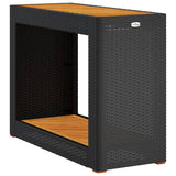 vidaXL Tuinbijzettafel met houten blad 60x40x75 cm poly rattan zwart