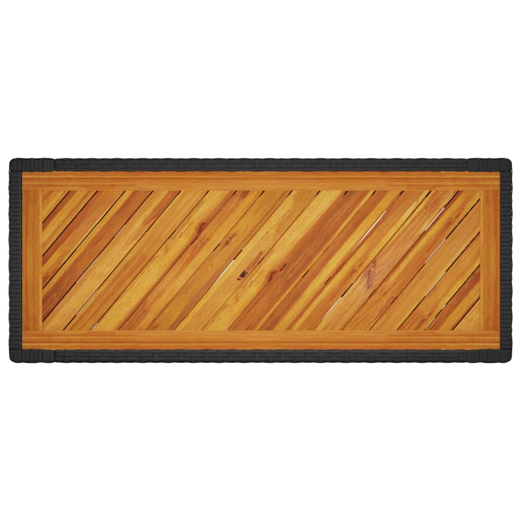 vidaXL Tuinbijzettafel met houten blad 60x40x75 cm poly rattan zwart