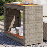 vidaXL Tuinbijzettafel met houten blad 60x40x75 cm poly rattan zwart