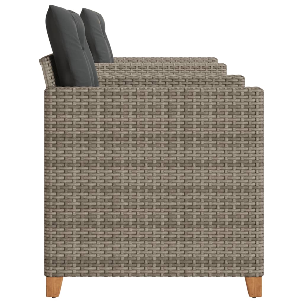vidaXL 3-delige Bistroset met kussens poly rattan en acaciahout zwart