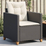 vidaXL Tuinstoel met kussens poly rattan zwart