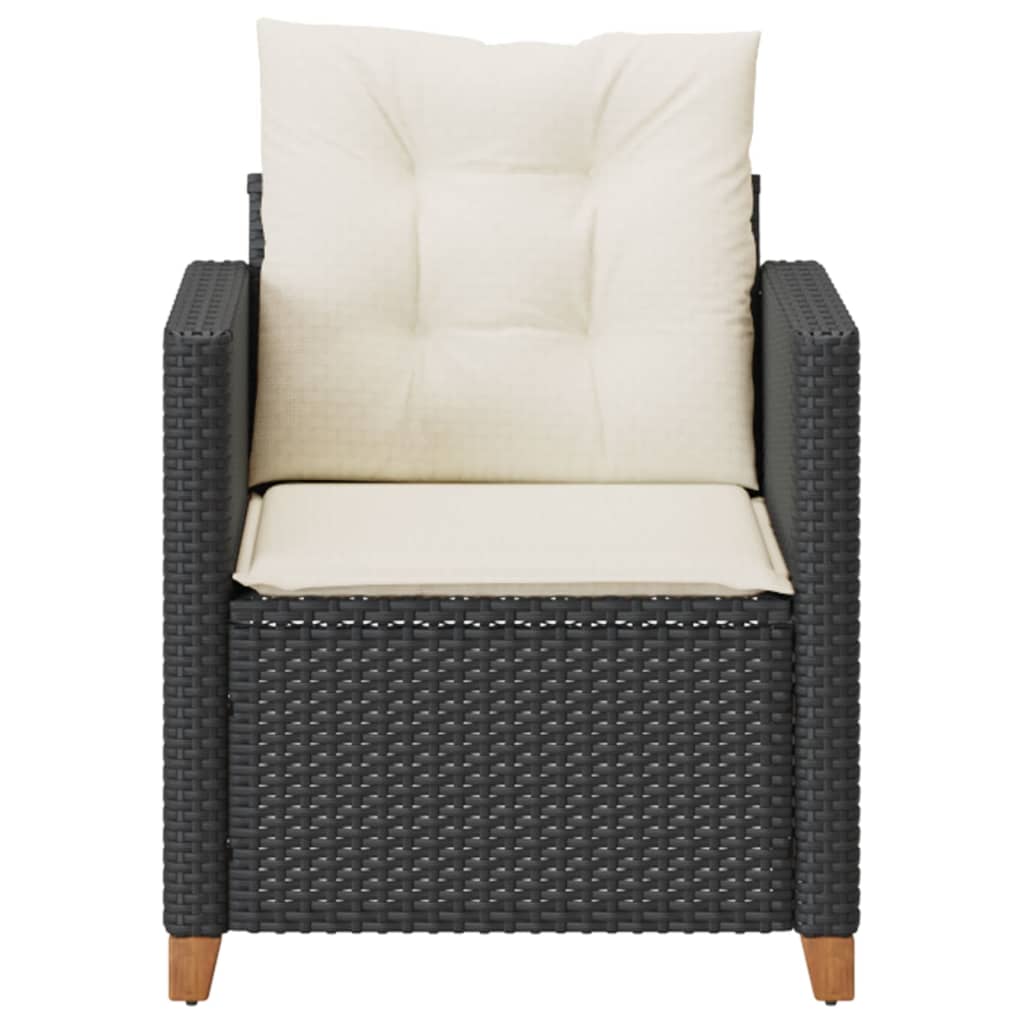 vidaXL Tuinstoel met kussens poly rattan zwart