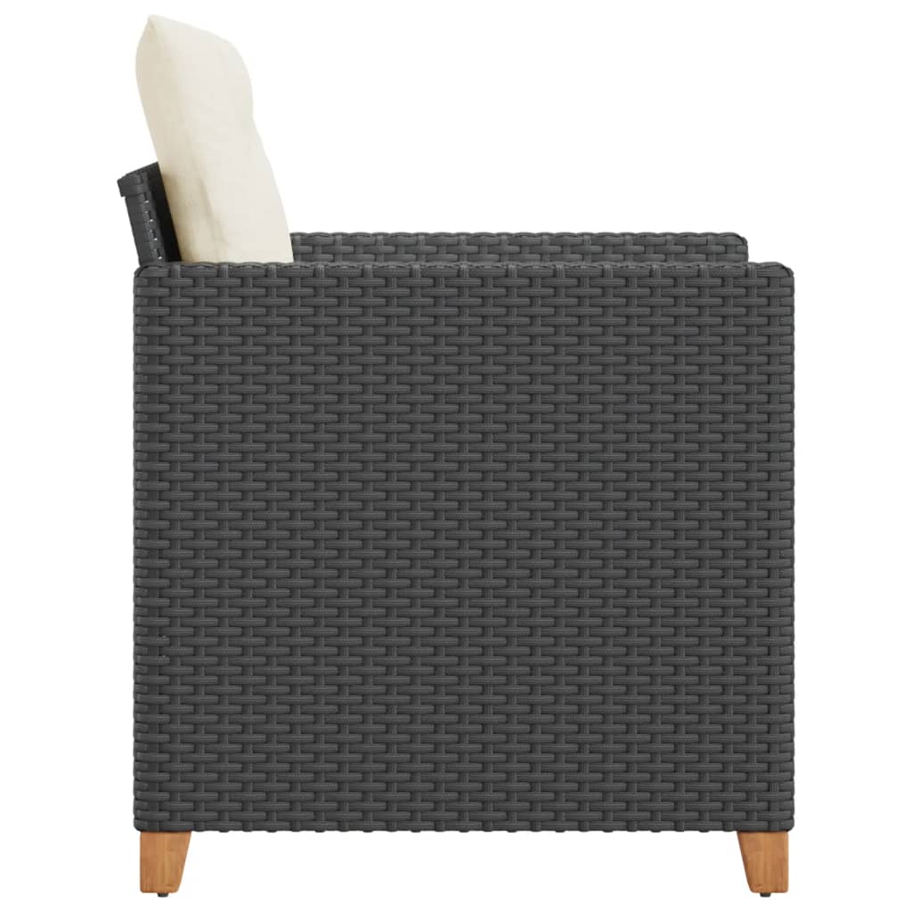 vidaXL Tuinstoel met kussens poly rattan zwart
