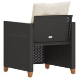 vidaXL Tuinstoel met kussens poly rattan zwart