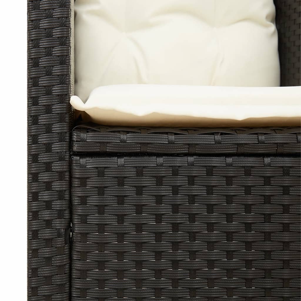 vidaXL Tuinstoel met kussens poly rattan zwart
