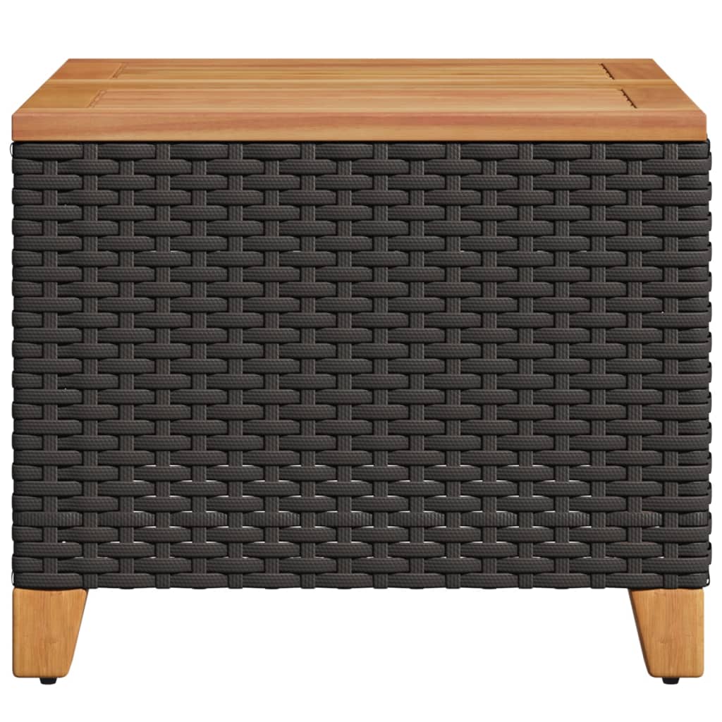 vidaXL Tuintafel 45x45x37 cm poly rattan en acaciahout zwart