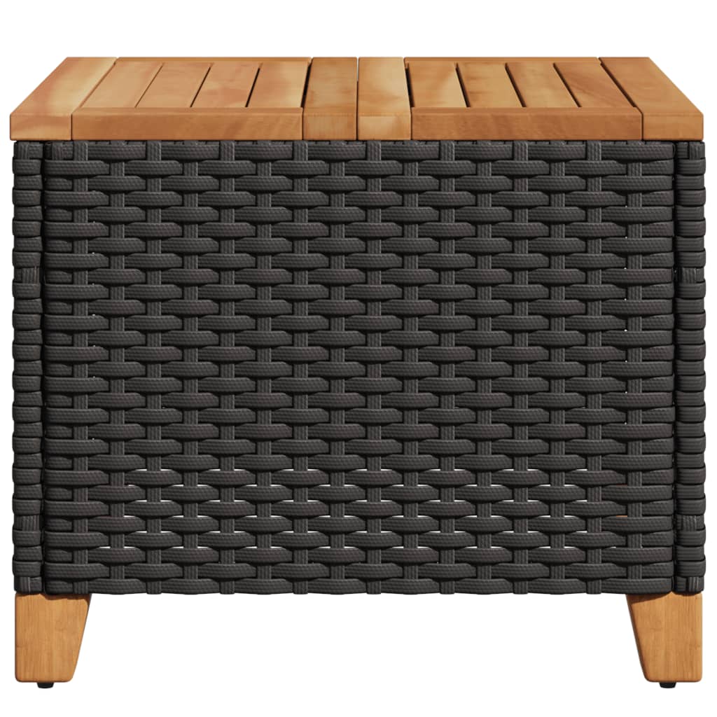 vidaXL Tuintafel 45x45x37 cm poly rattan en acaciahout zwart