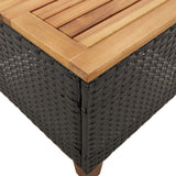 vidaXL Tuintafel 45x45x37 cm poly rattan en acaciahout zwart