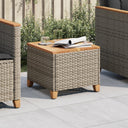 vidaXL Tuintafel 45x45x37 cm poly rattan en acaciahout zwart