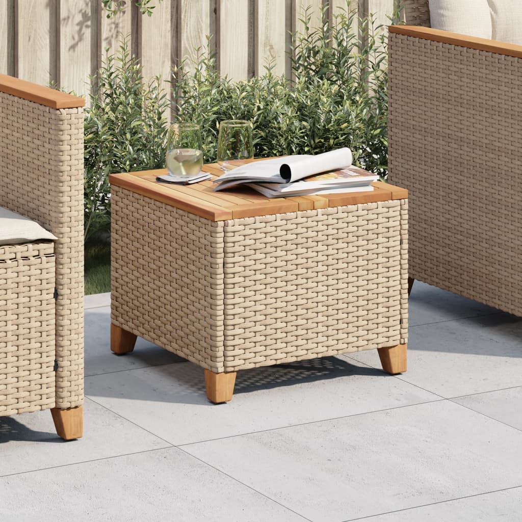 vidaXL Tuintafel 45x45x37 cm poly rattan en acaciahout zwart
