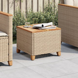 vidaXL Tuintafel 45x45x37 cm poly rattan en acaciahout zwart