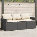 vidaXL Tuinbank 3-zits met kussens poly rattan zwart