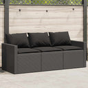 vidaXL Tuinbank 3-zits met kussens poly rattan zwart