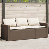 vidaXL Tuinbank 3-zits met kussens poly rattan zwart