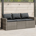 vidaXL Tuinbank 3-zits met kussens poly rattan zwart