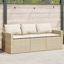 vidaXL Tuinbank 3-zits met kussens poly rattan zwart