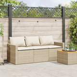 vidaXL Tuinbank 3-zits met kussens poly rattan zwart