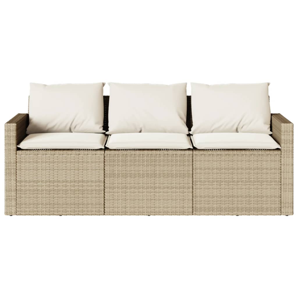 vidaXL Tuinbank 3-zits met kussens poly rattan zwart