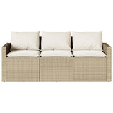 vidaXL Tuinbank 3-zits met kussens poly rattan zwart