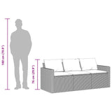 vidaXL Tuinbank 3-zits met kussens poly rattan zwart