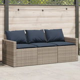 vidaXL Tuinbank 3-zits met kussens poly rattan zwart