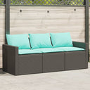vidaXL Tuinbank 3-zits met kussens poly rattan zwart