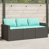 vidaXL Tuinbank 3-zits met kussens poly rattan zwart