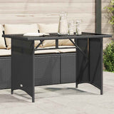 vidaXL Tuintafel met glazen blad 110x68x70 cm poly rattan zwart