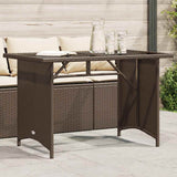vidaXL Tuintafel met glazen blad 110x68x70 cm poly rattan zwart