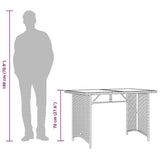vidaXL Tuintafel met glazen blad 110x68x70 cm poly rattan zwart
