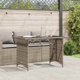 vidaXL Tuintafel met glazen blad 110x68x70 cm poly rattan zwart