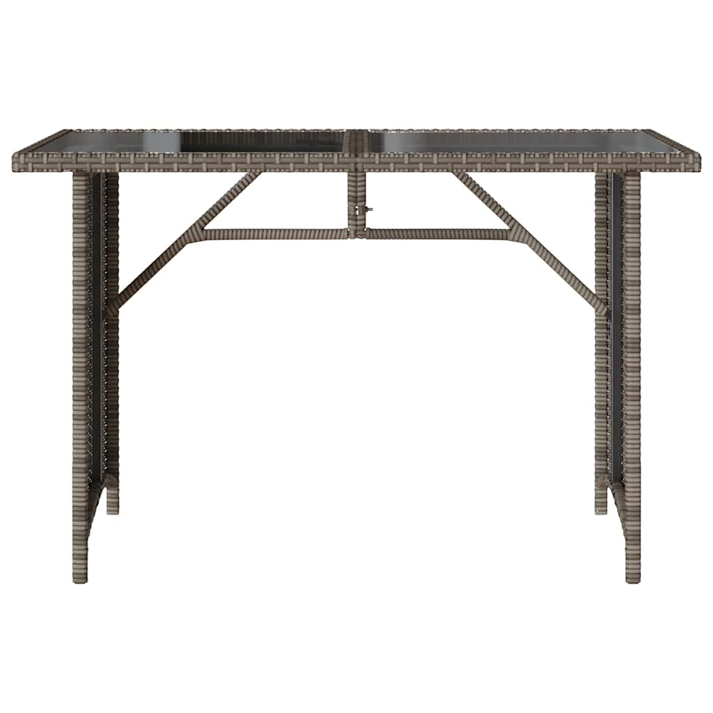 vidaXL Tuintafel met glazen blad 110x68x70 cm poly rattan zwart