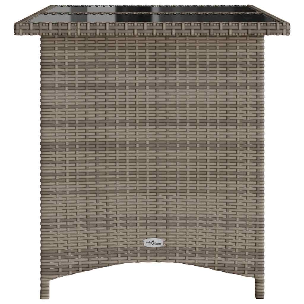 vidaXL Tuintafel met glazen blad 110x68x70 cm poly rattan zwart