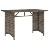 vidaXL Tuintafel met glazen blad 110x68x70 cm poly rattan zwart